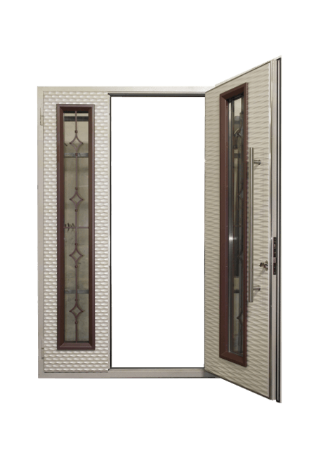 Дверь 3D со стеклопакетом и кованным элементом